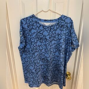 Liz Claiborne Blue Floral Short Sleeve Top